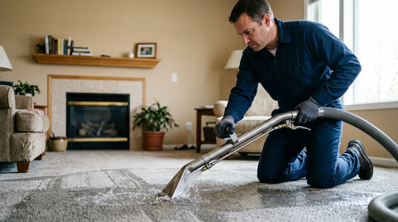 Water damage restoration technician working near Cross Timbers, MO